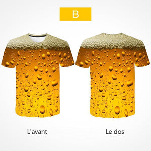 T-shirt à manches courtes à bulles de bière 3D Fashion