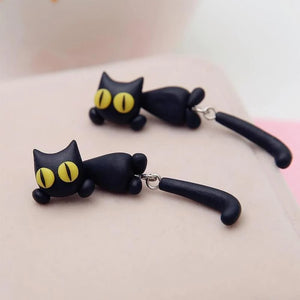 Boucles d'Oreilles Uniques Chat Yeux Jaunes