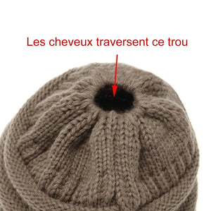 Bonnet à Queue de Cheval en Tricot