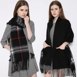 Ciaovie™ Hiver Femmes Châle à Plaid avec Poches