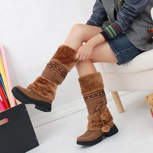 Bottes au Genou Chaudes pour Femmes en Hiver