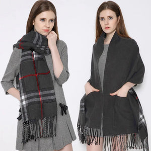 Ciaovie™ Hiver Femmes Châle à Plaid avec Poches