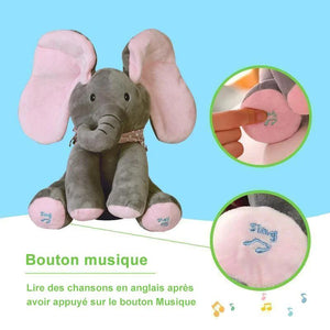 Éléphant en peluche, jeu de cache-cache électrique