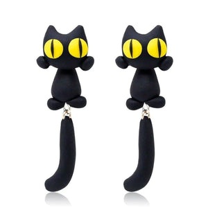 Boucles d'Oreilles Uniques Chat Yeux Jaunes