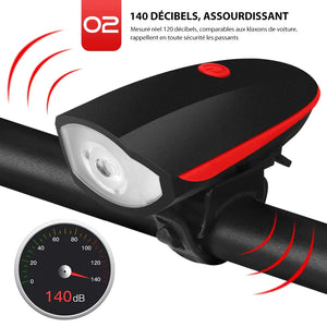 Eclairage Avant de Vélo de Montagne Rechargeable USB