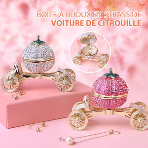 Boîte à Bijoux en Strass de Voiture de Citrouille