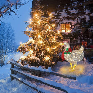 Poulet Illuminé Avec Echarpe Décoration Des Fêtes